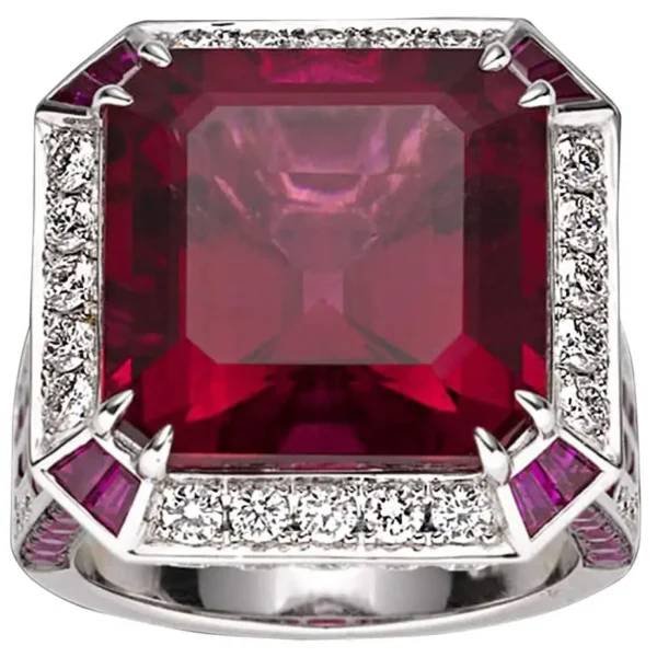 16.12 Carat Rubellite Diamond Ring - Image 4