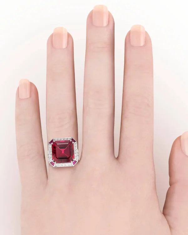 16.12 Carat Rubellite Diamond Ring - Image 5