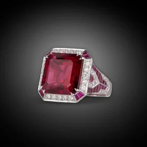 16.12 Carat Rubellite Diamond Ring