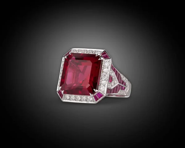 16.12 Carat Rubellite Diamond Ring