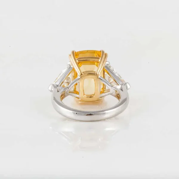 16.79 Carat Cushion-Cut Yellow Sapphire and Diamond Ring - Image 5