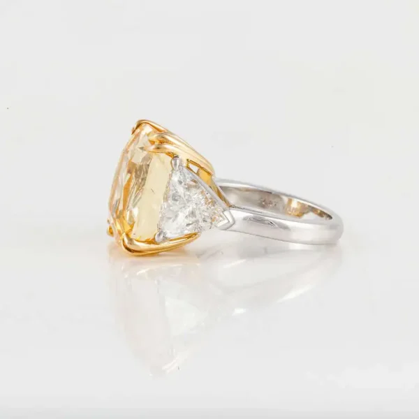 16.79 Carat Cushion-Cut Yellow Sapphire and Diamond Ring - Image 4