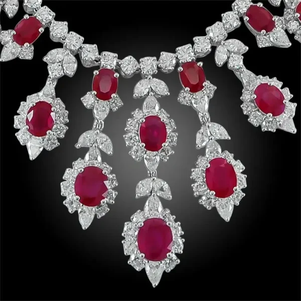 18 Karat Gold Diamond Burma Ruby Necklace Suite - Image 2