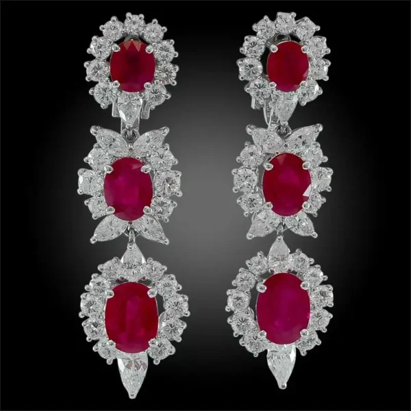 18 Karat Gold Diamond Burma Ruby Necklace Suite - Image 3