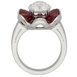 1970s Oscar Heyman Brothers Ruby Diamond Platinum Cluster Ring