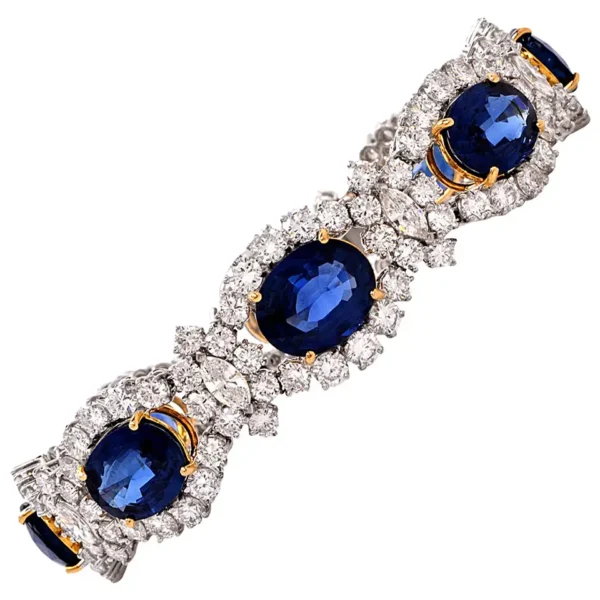 1980s Lady Diana Sapphire Diamond Platinum & Gold Bracelet - Image 5