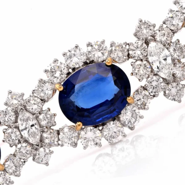 1980s Lady Diana Sapphire Diamond Platinum & Gold Bracelet - Image 3