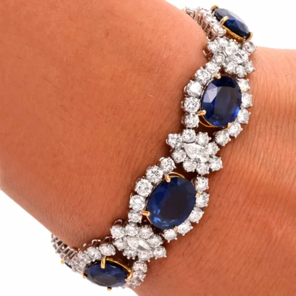 1980s Lady Diana Sapphire Diamond Platinum & Gold Bracelet - Image 7