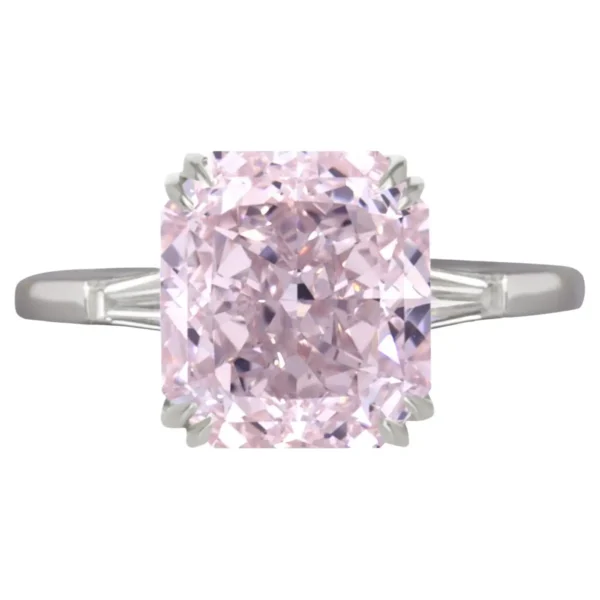 2 Carat Fancy Pink Radiant Cut Diamond Platinum Ring I FLAWLESS GIA Certified - Image 4