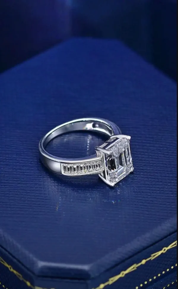 2.25 Carat Diamond Engagement Ring with Side Emerald Cut Diamonds GIA Certified - Image 2