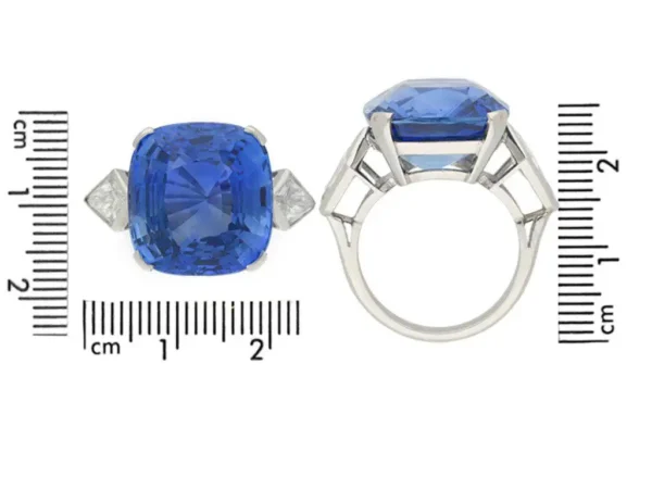 20.13 Carats Natural Unenhanced Ceylon Sapphire Diamond Platinum Ring - Image 4