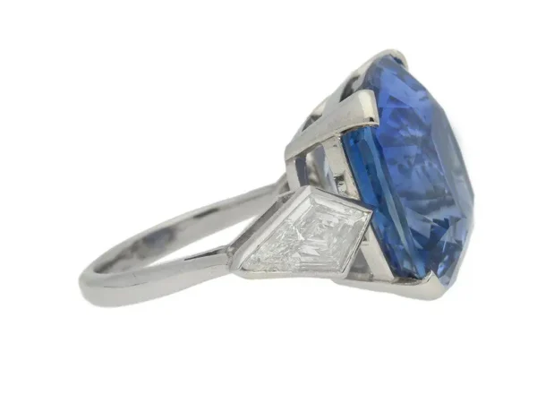 20.13 Carats Natural Unenhanced Ceylon Sapphire Diamond Platinum Ring - Image 2