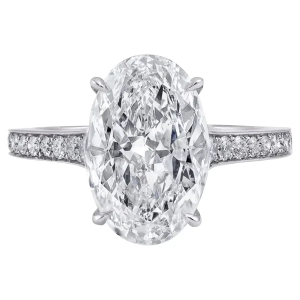 3.0 Carats Oval Cut Diamond Engagement Ring with side stones GIA Certified - Image 2