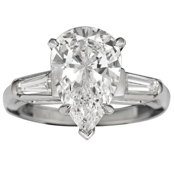 3.02 Carat Pear-Cut Golconda Diamond Platinum Ring - Image 3