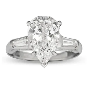 3.02 Carat Pear-Cut Golconda Diamond Platinum Ring