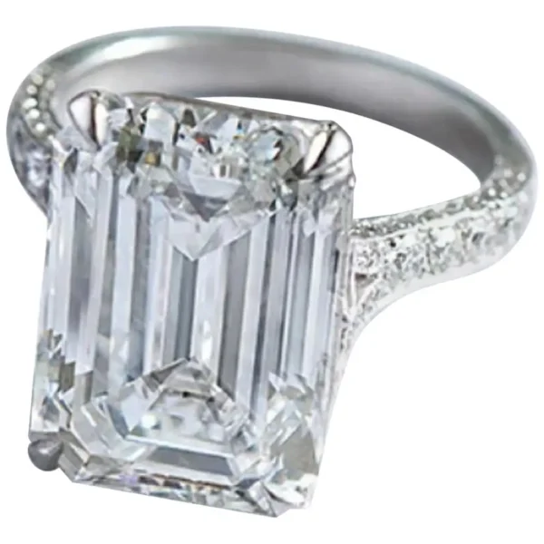 3.51 Carat Emerald Cut Diamond Ring H Colour GIA Certified - Image 4