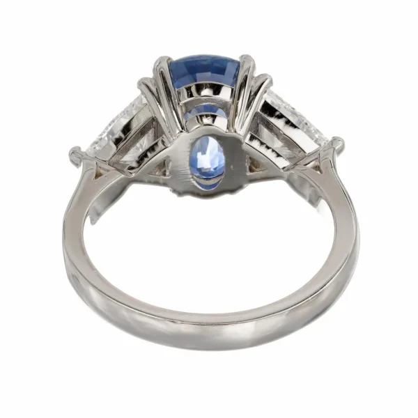 3.90 Carat Sapphire Diamond Platinum Three-Stone Engagement Ring - Image 6