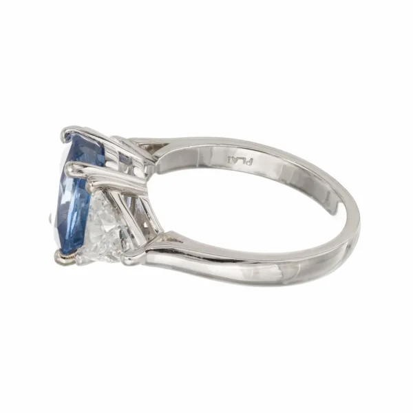 3.90 Carat Sapphire Diamond Platinum Three-Stone Engagement Ring - Image 5