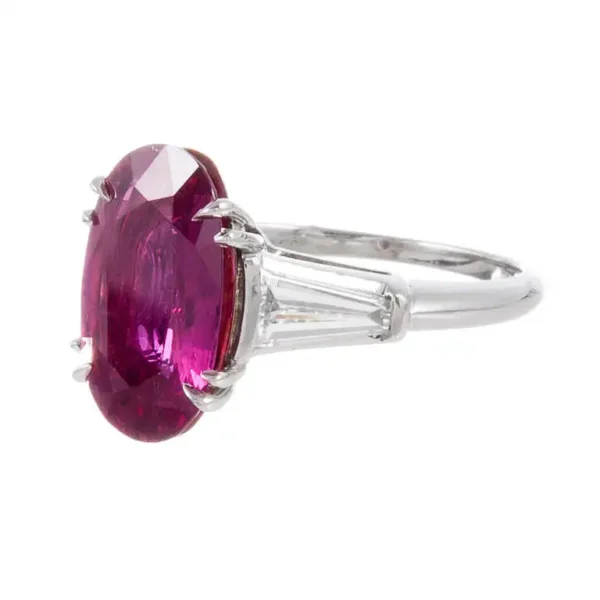 3.94 Carat Ruby and Baguette Diamond Ring - Image 2