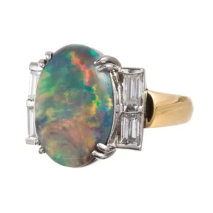 5 Carat Black Opal Diamond Ring Fo