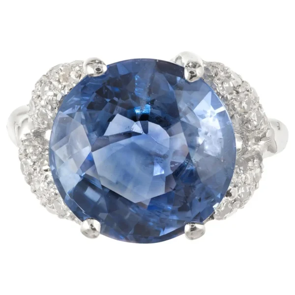 9.13 Carat Ceylon Sapphire Pave Diamond Platinum Engagement Ring GIA Certified - Image 3