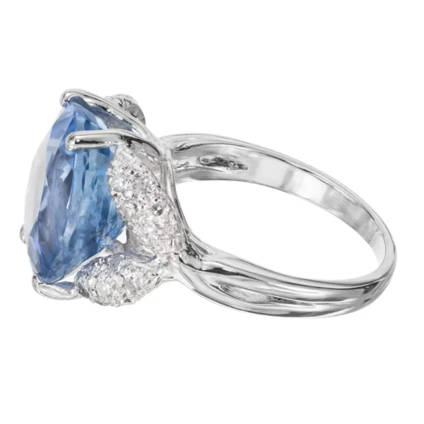 9.13 Carat Ceylon Sapphire Pave Diamond Platinum Engagement Ring GIA Certified - Image 5