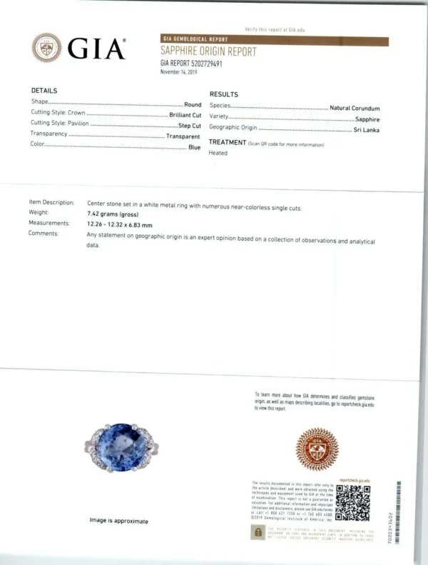 9.13 Carat Ceylon Sapphire Pave Diamond Platinum Engagement Ring GIA Certified - Image 4