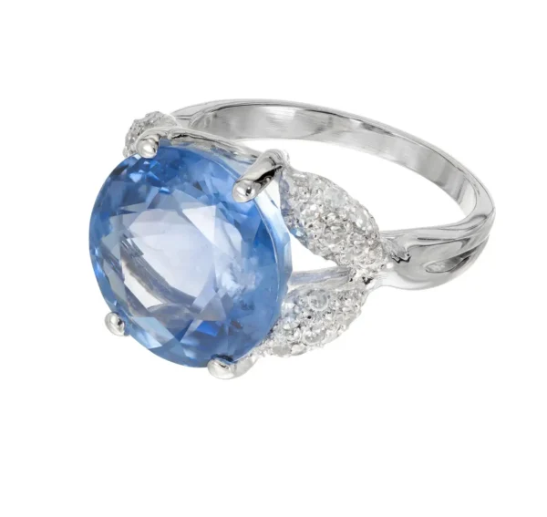 9.13 Carat Ceylon Sapphire Pave Diamond Platinum Engagement Ring GIA Certified - Image 2