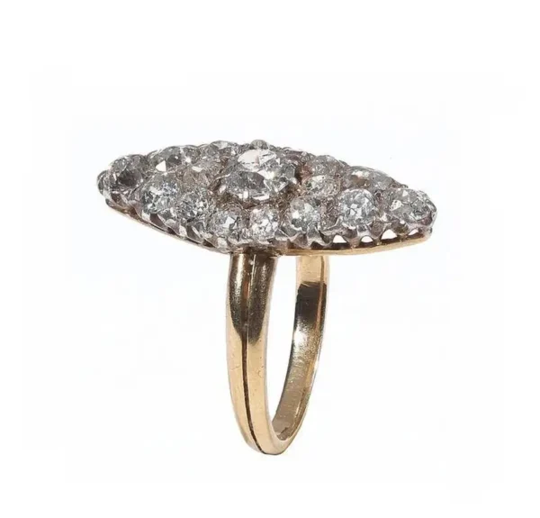 Antique Diamond Silver Gold Cluster Ring - Image 4