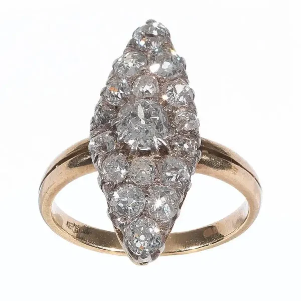 Antique Diamond Silver Gold Cluster Ring - Image 3