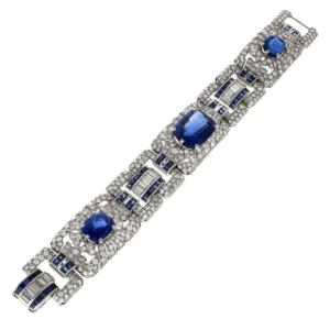 Art Deco Diamond Sapphire Platinum Bracelet