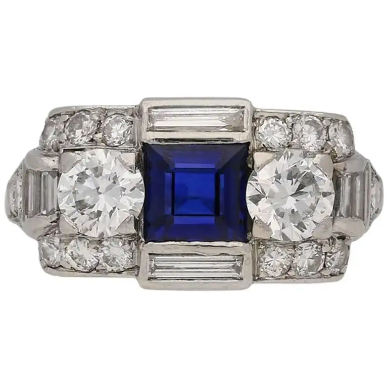 Art Deco Sapphire Diamond Ring Tif