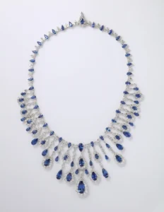 Blue Sapphire and Diamond Drop Nec