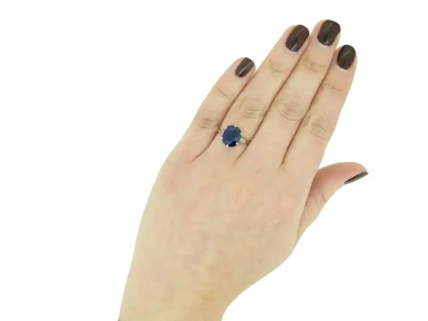 Boucheron Paris Solitaire Natural Unenhanced Burmese Sapphire Diamond Ring - Image 8