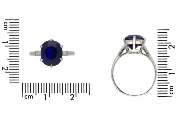 Boucheron Paris Solitaire Natural Unenhanced Burmese Sapphire Diamond Ring - Image 5