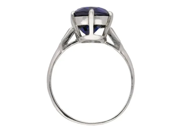 Boucheron Paris Solitaire Natural Unenhanced Burmese Sapphire Diamond Ring - Image 2