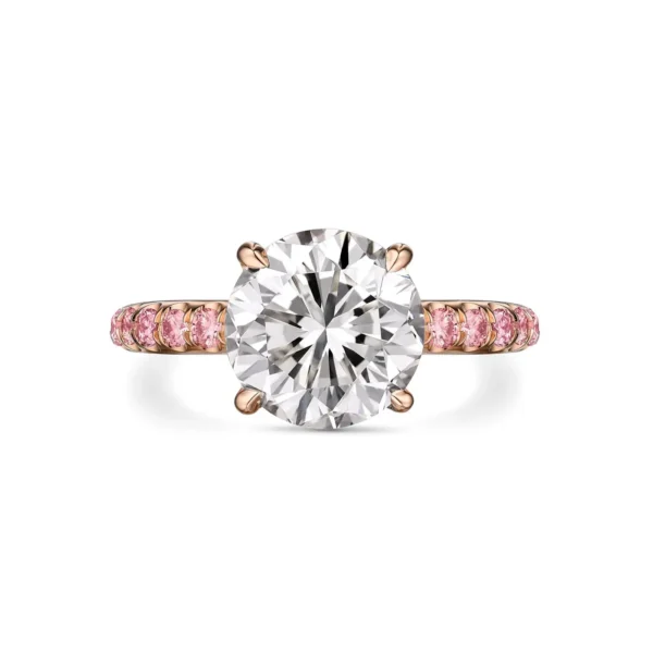 Brilliant Round Engagement Ring with Pink Diamonds GIA Certified 3.01 Carat - Image 2