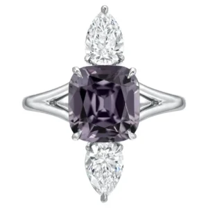 Burma Spinel Ring 3.14 Carat Cushion Cut