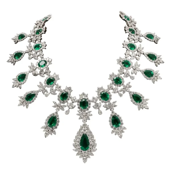 Buy Emerald and Diamond Drop Necklace - Image 12