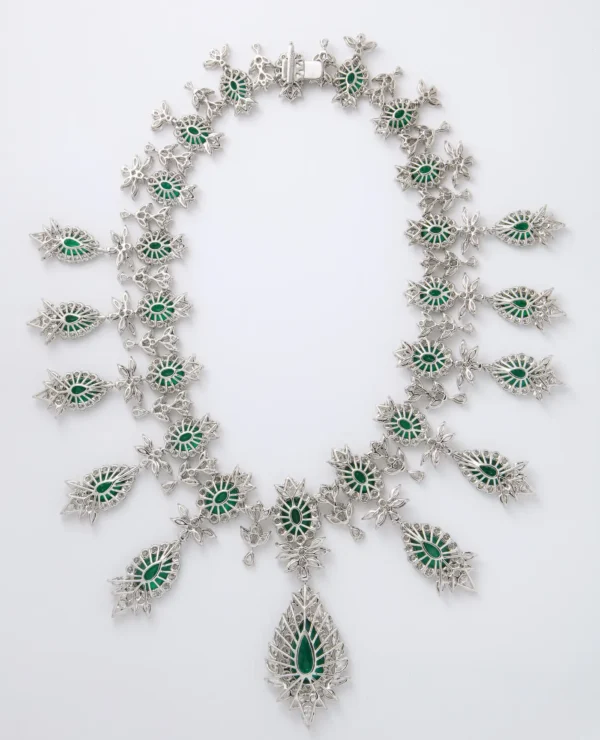 Buy Emerald and Diamond Drop Necklace - Image 11