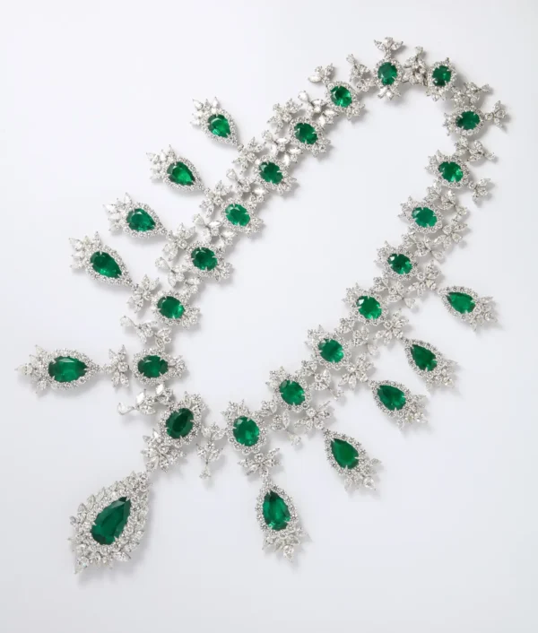 Buy Emerald and Diamond Drop Necklace - Image 2