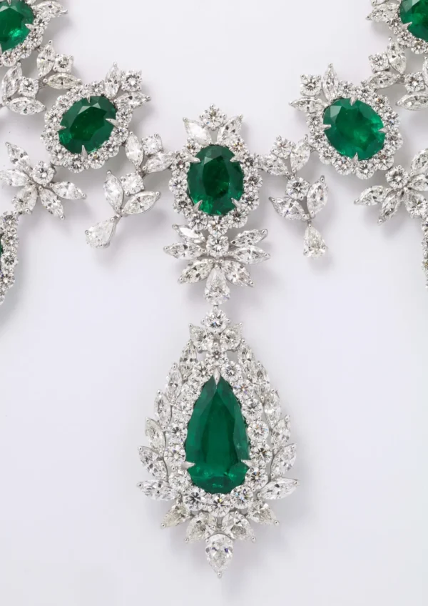 Buy Emerald and Diamond Drop Necklace - Image 8