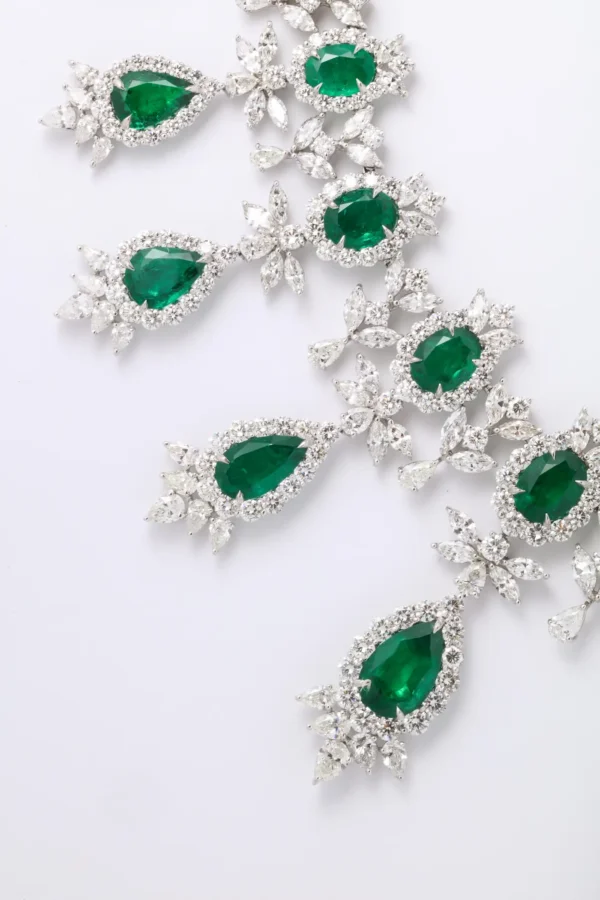 Buy Emerald and Diamond Drop Necklace - Image 6