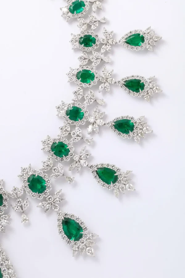 Buy Emerald and Diamond Drop Necklace - Image 9