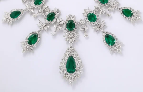 Buy Emerald and Diamond Drop Necklace - Image 4