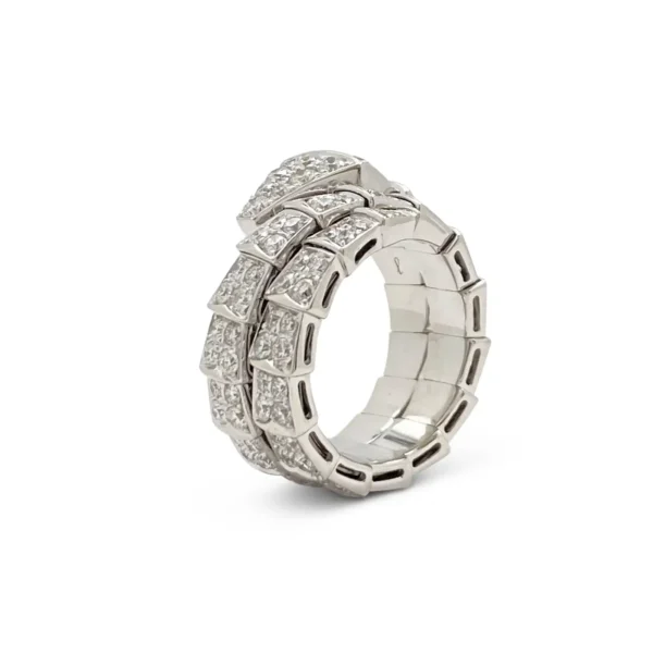 Bvlgari Serpenti Viper White Gold Diamond Ring - Image 4