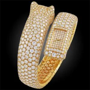 Cartier Diamond Panther Cuff Bangl