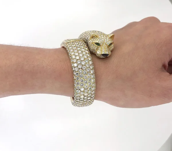 Cartier Diamond Panther Cuff Bangle Watch - Image 5