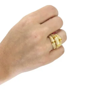 Cartier Diamond Yellow Gold Bamboo Ring