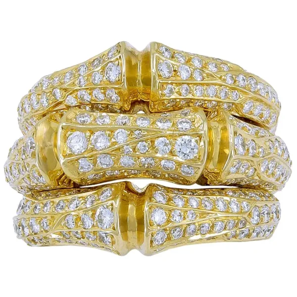 Cartier Diamond Yellow Gold Bamboo